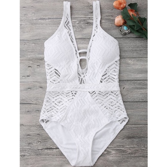 Zaful Other - NWT crochet, open back, deep plunge one piece